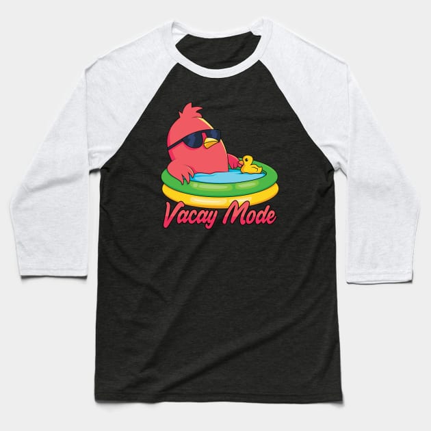 Vacay Mode Funny Bird Cartoon Baseball T-Shirt by Mandra